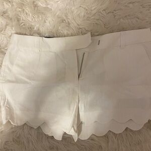 J. Crew High Waist White Scalloped Shorts